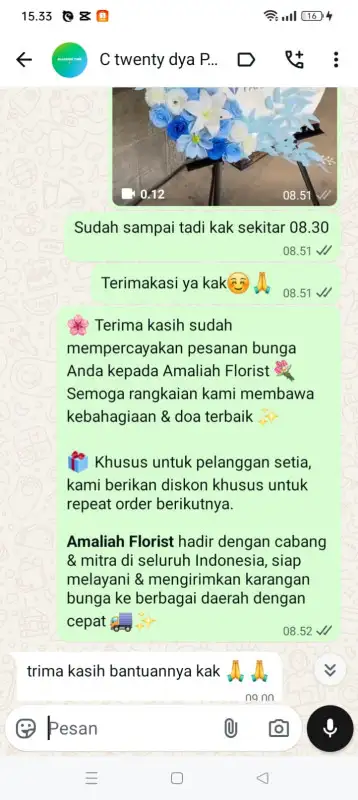 Testimonial krans bunga PRINGSEWU