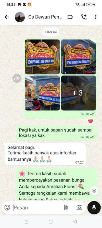 Testimonial papan bunga PRINGSEWU